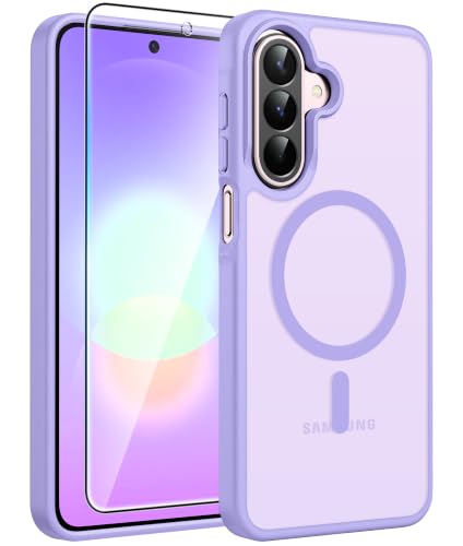 Image of FNTCASE for Galaxy A27 5G Phone Case: for Samsung A27 Cases [Fit for Magsafe] [Screen Protector] Military Grade Drop Protection, Translucent Matte Back, Slim Shockproof Protective Cover - Light Purple