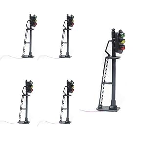 BBTISG 5 Pcs Model Railway, Model Railway 3-Light Block Signals 3/12 VOLT DC OO GAUGE Pre Wired For Building Sand Table Models (Style 1)