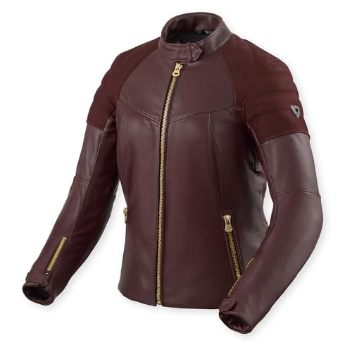 Blouson en cuir de moto REV'IT pour femmes ajusté et protecteur contre le vent