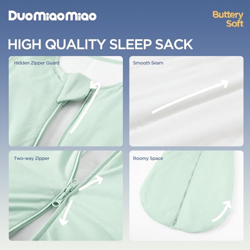 Image of Duomiaomiao 2 Pack Buttery Soft Rayon Made from Bamboo Baby Sleep Sack 6-18 Months 1.0 TOG, Premium Baby Sleeping Bag 2-Way Zipper for Babies