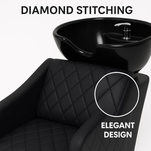 Image of Salon Shampoo Station Chair, Black, Wooden, Fiber, Modern Style, Rectangular Shape, Standard Size, Pre-Assembled, for Any Issues Please Reach us Our toll Free custmer Care Number +916201703524