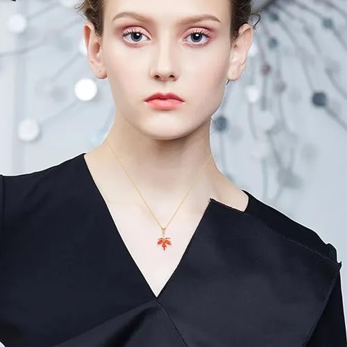 Maple leaf Dainty Chain Simple Pendant Necklace for Women Cute Cubic Zirconia Dangle Statement Thanksgiving Christmas Jewelry Gift2