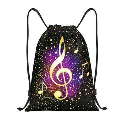 Colorful Music Note Drawstring Backpack Lightweight Sports Yoga Travel Bag Casual Daypacks for Women Men