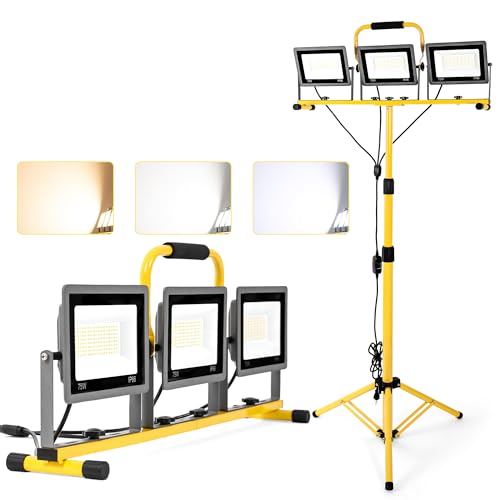 3-in-1 Color Work Lights with Stand, 22500Lm Head LED Work Light, with Adjustable and Foldable...
