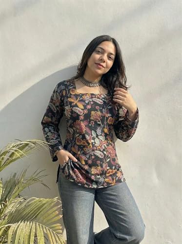 Image of ANNI Designer Cotton Short Kurti for Women | Stylish Kurti | Short Kurti Top | Casual Kurta for Women | Comfortable Cotton Kurtis for Womens