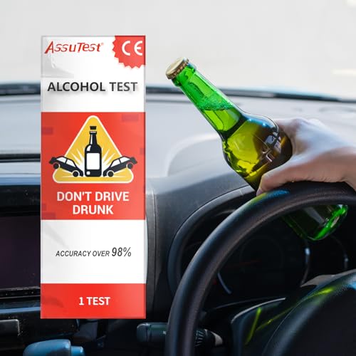 AssuTest Breathalyzers for Alcohol, Single-Use Disposable Breath Alcohol Analyzer 4-Level Indication Home Testing for Personal Use, 2 Tests