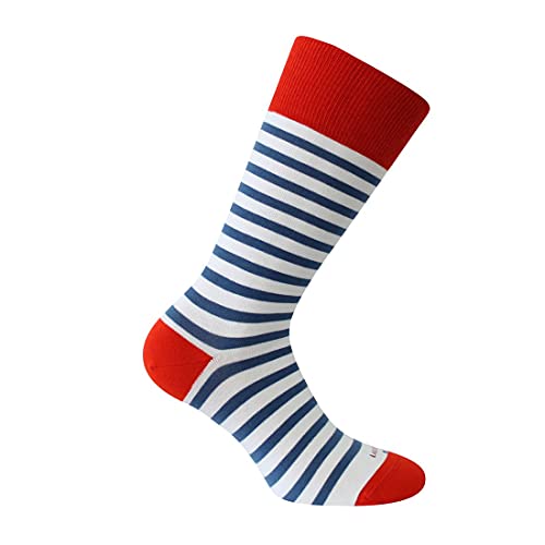 Labonal. Chaussette. Marinière, Coton. Bleu et blanc. 39/42 FABRIQUE EN FRANCE Homme. (1 paire) Cover
