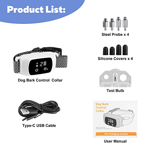 Dog Bark Collar,Anti Barking Collar With 5 Adjustable Sensitivity And Intensity Beep Vibration And Optional Shock Function,Rechargeable Smart Bark Collar For Small,Medium & Large Dogs #TOP7