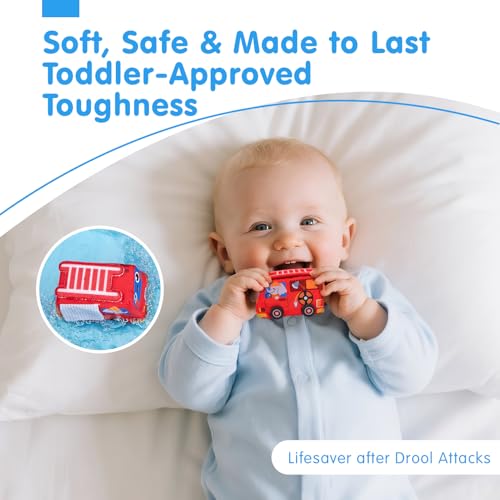 hahaland Baby Toys for 1 Year Old Boy Gifts - Soft Pull Back Cars, Sensory, Take-Along Cars Playset with Foldable Mat, 9 Month Old Baby Toys 6-12 Months Soft Toy Baby Gifts Christmas Stocking Stuffers - Image 6