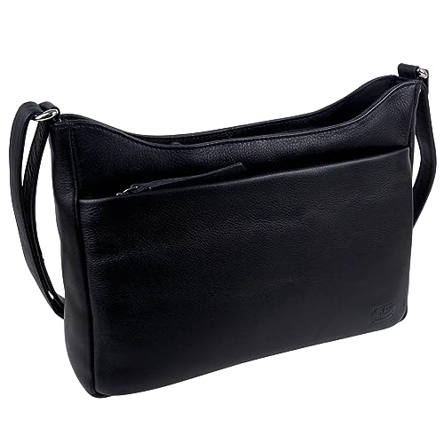 Sac à bandoulière en cuir souple noir véritable de qualité