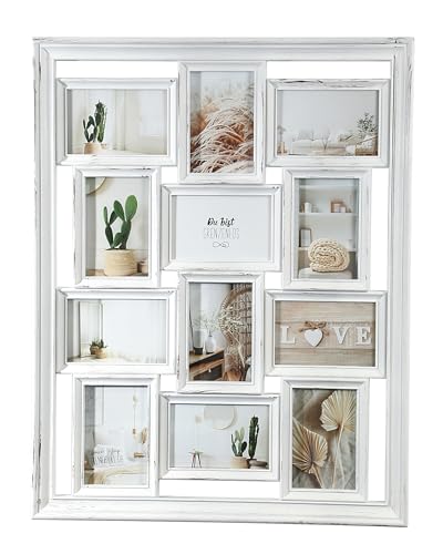 Wackadoo Bilderrahmen Collage für 12 Bilder für 10x15 cm Fotos, Vintage...
