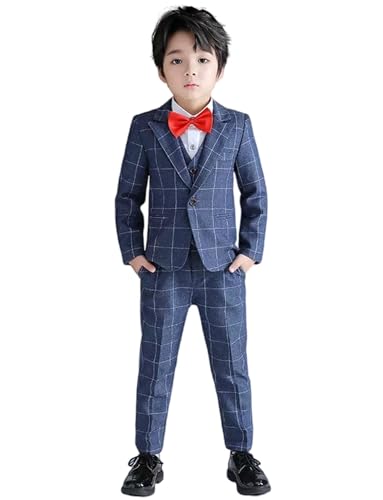 Ensemble de mariage garçon chic à motif carreaux fins et bouton unique