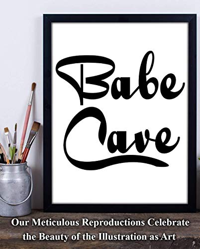 Babe Cave Poster - Great Girl Room Decor, Dorm Room Essentials, Preppy Room Minimalist Decoration, Teen Room She Shed Sign Gift, 11x14 Unframed Typography Art Print Poster, Black and White - Image 8