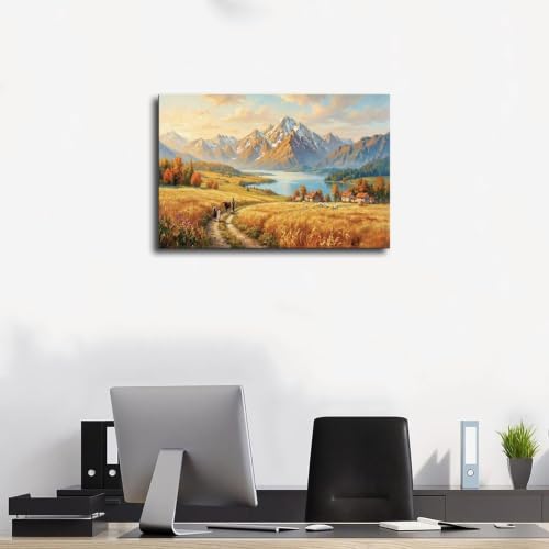 Impression sur toile d'automne Alpine Meadow pour décoration de chambre 50x75 cm - 3