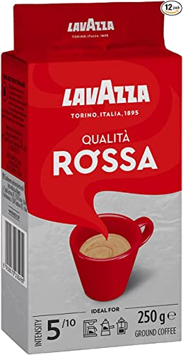 Lavazza Rossa, Café Molido, también para Cafeteras italianas, Pack de 12, 12 x 250g