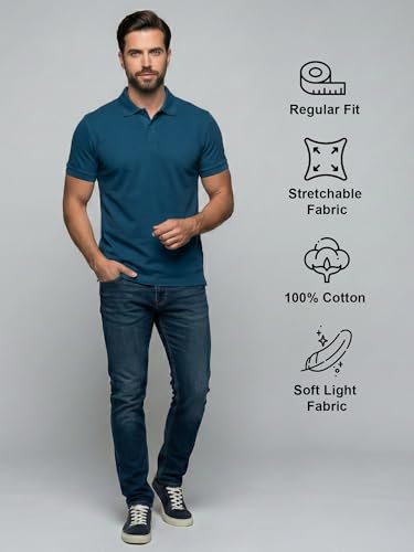 Image of XENOVAURBAN Cotton Polo t Shirt for Man | Regular Fit Solid Color Classic Cotton Polo T-Shirt with Collar for Men