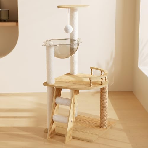 Rascador torre moderna de madera para gatos 59 pulgadas miniatura 6