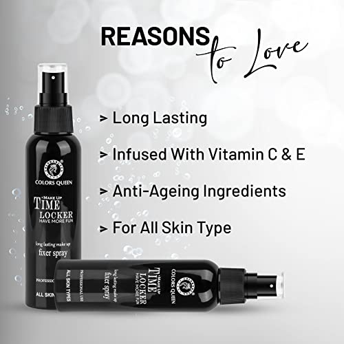 Colors Queen Time Locker Natural Makeup Fixer Spray | Long Lasting Makeup Setting Spray for Face Makeup | Light Weight Quick Dry Makeup Setting Spray with Vitamin C & E - 80ml - Image 3