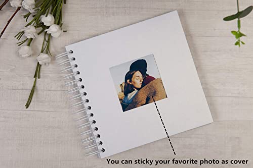Potricher 8 X 8 Inch Diy Scrapbook Photo Album Hardcover Kraft Blank White Page Wedding And Anniversary Family Photo Album (White, 8 Inch) #TOP1