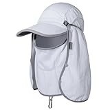 GADIEMKENSD Foldable Fishing Sun Hat with Neck Flap Face Cover Sun Protection Cool Baseball Cap Adjustment Covering Removable Legion Hat for Fishing Gardening Hiking Golf White
