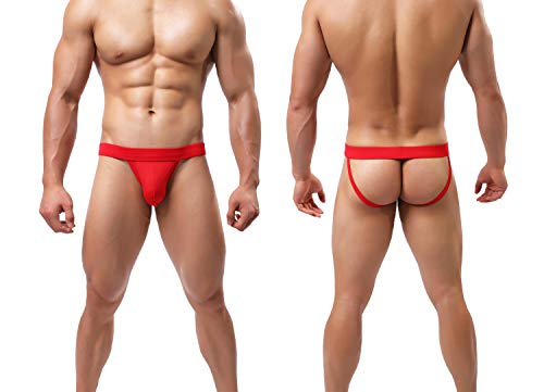 ARCITON Men's Sexy Low Rise Jock Strap Thong XX-Large (Waist: 37"- 39") 4 Colors/Pack Mix-01