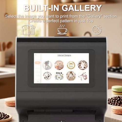 Lebensmitteltauglicher Kaffee-Latte-Art-Drucker | 45CC Fassungsvermögen (700+ Drucke) | 7'' Touchscreen / Mobile Steuerung | 7,5cm Druckbereich | DIY-Dekorationshersteller für Kuchen & Desserts 4 Lebensmitteltauglicher Kaffee-Latte-Art-Drucker | 45CC Fassungsvermögen (700+ Drucke) | 7'' Touchscreen / Mobile Steuerung | 7,5cm Druckbereich | DIY-Dekorationshersteller für Kuchen & Desserts