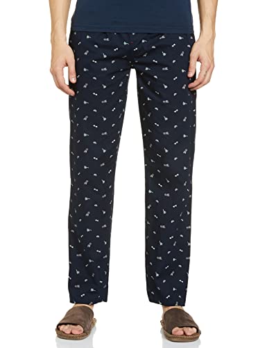 Image of The Indian Garage Co Men's Slim Fit Mid Rise Graphic Print Casual Lounge Pants