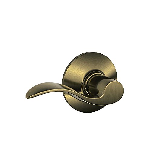 SCHLAGE Lock Company Acc 609 SCHLAGE Accent F10 Flat Wave Reversible Door Lever Lock, Solid, Antique, Brass - F10 ACC 609