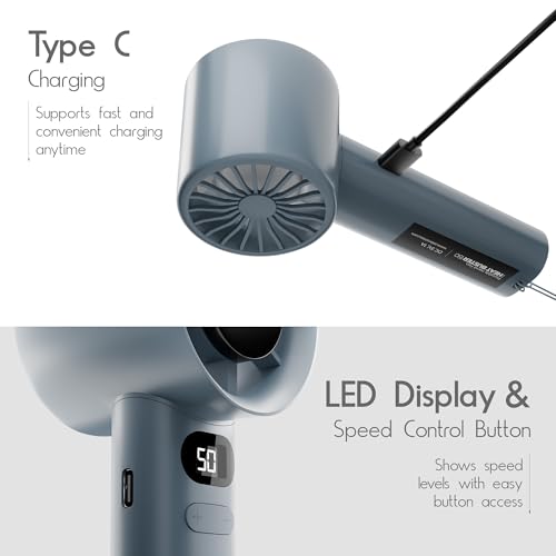 Image of Zebronics Heat Buster 150 Portable Hand Fan, 12400 RPM Speed, Upto 230 Min Backup, Variable Speed Control, 2000mAh Battery, LED Display, Battery Indicator, Type-C Charging, Lightweight Design (Gray)