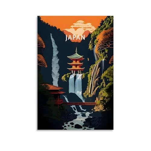 Wfhbcnhg Póster de viaje retro japonés impreso en lienzo estético para pared, decoración moderna del hogar para dormitorio, sala de estar, 30 x 45 cm, estilo sin marco