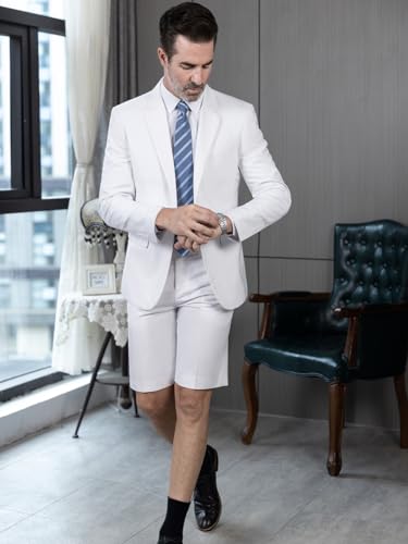 Mens Shorts Suit Casual Grooms Beach Wedding Slim Fit Tuxedo Suit Blazer & Shorts Set3