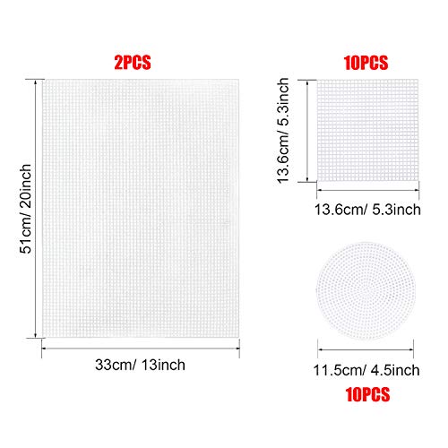 Image of Allazone 57 PCS Mesh Plastic Canvas Sheets Kit Including 24 PCS Plastic Canvas, 12 Color Acrylic Yarn for DIY Crafts Embroidery Cross Stitch, Acrylic Yarn Crafting, Knit and Crochet Projects