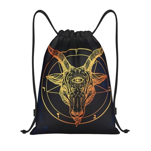 Satanic Goat Head With Third Eye Drawstring Backpack Sports Gym Bag Yoga Travel Sackpack For Women Men