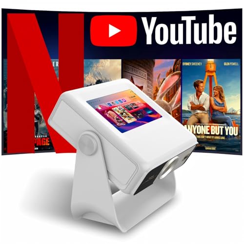 Image of 【TouchScreen/Built-in APPs/Auto Focus Keystone】Smart Portable Projector with Touch Tablet, 4K Support Outdoor Proyector, WiFi6 Bluetooth for Home Theater/Gaming/Outdoor (180° Stand & 250")