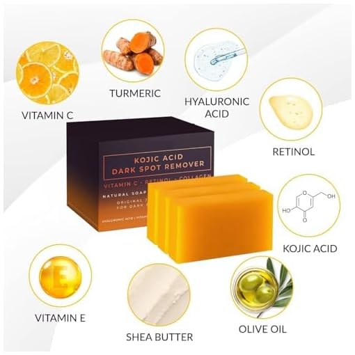 Kojic Acid Dark Spot Remover Soap Bars with Vitamin C, Retinol, Collagen, Turmeric - Original Japanese Complex Infused with Hyaluronic Acid, Vitamin E, Shea Butter, [PACK OF 2]