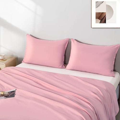 Image of 2 Pack Microfiber Queen Zipper Pillowcases, Soft Comfortable Not Shrink Pink Pillow Case, Breathable Pillow Cases Set of 2 (20x30 Inches)