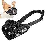 LUCKYPAW Dog Muzzle, Mesh Muzzle for Small Medium Large Dogs, Soft Dog Muzzle to Prevent Biting Chewing, Drinkable Breathable Adjustable Puppy Muzzle(XS(Snout: 3¼'-4¼'), Black)