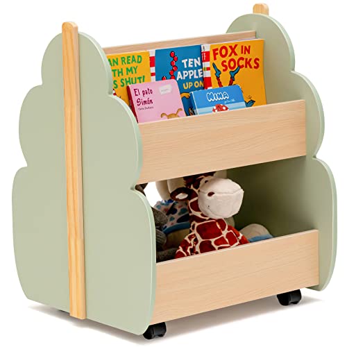 LIFEZEAL Bücherregal Kinder, Standregal Kinderregal mit Rädern,...