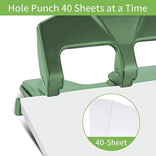 Image of AFMAT 3 Hole Punch Heavy Duty, 40-Sheet Three Hole Punch, 50% Reduced Effort, 3 Hole Puncher for Binder w /Large Chip Tray, 9 /32 inch Holes Diameter, Metal Paper Puncher for Home /Office /School, HP17