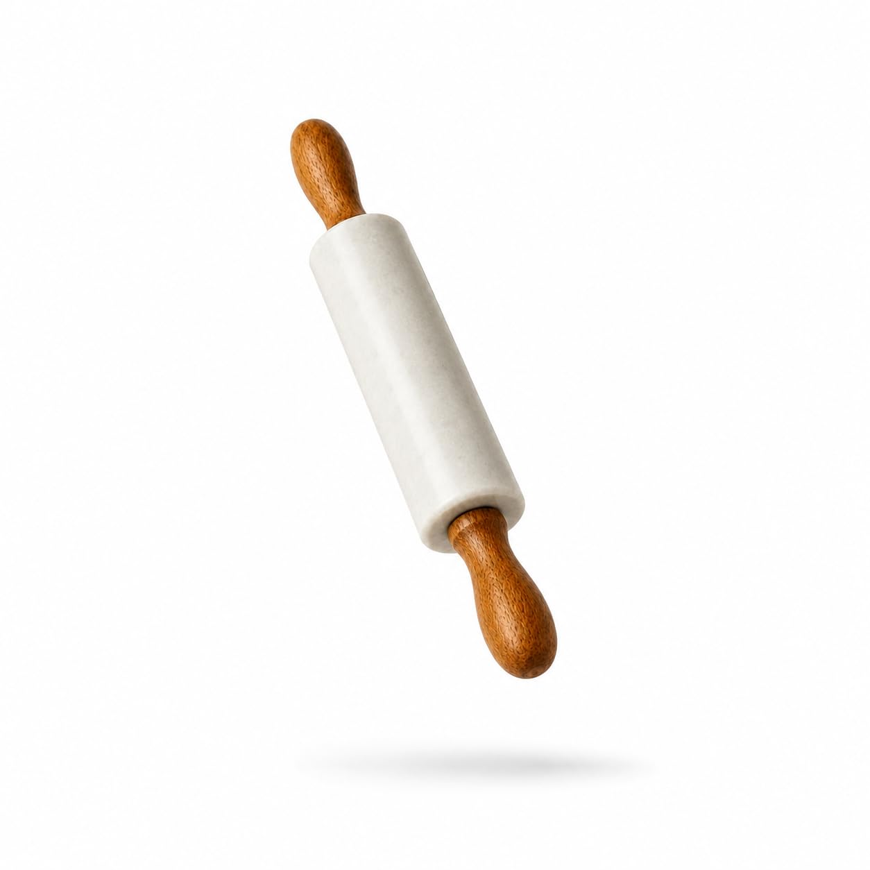 Premium White Marble Rolling Pin | Natural Stone Belan with Wooden Handles | Non-Porous Dough Roller for Chapati, Roti, Pizza, Cookies & Baking-image-8