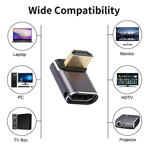 RIIEYOCA 8K HDTV 2.1 Adapter, 48Gbps 90 Degree Up Angle hdtv Male to Female Adapter - Image 4