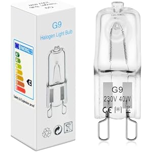 BROTOU Pack of 4 G9 Halogen Bulbs, G9 Halogen Bulbs, 40 W, 230 V, 2800 K, Dimmable Halogen Bulbs for Oven Lamp, Microwave, Cooker, Ceiling Lights