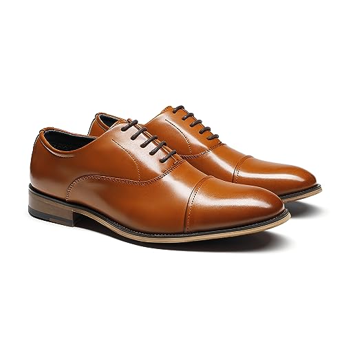 Bruno Marc Men's Lace Up Soft Cap-Toe Formal Dress Shoes,Size 10.5W,Brown,Louis_2