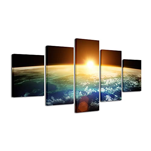 Pyradecor The Earth Large 5 Panels Modern Gallery Wrapped Landscape