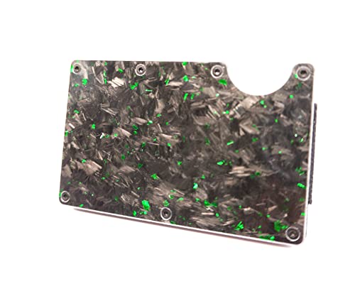 Forged Composite REAL carbon fiber wallets 5 colors available flakes minimalist money clip (Glossy Goblin Green Forged Carbon Fiber)