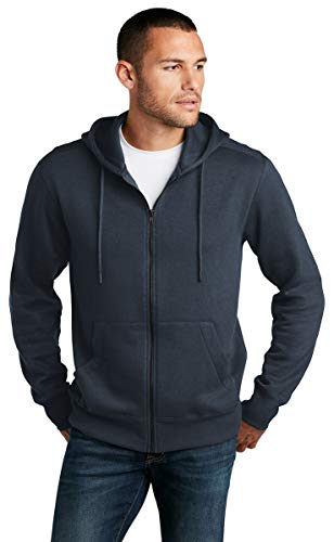 District Perfect Weight Fleece Full-Zip Hoodie DT1103 2XL New Navy