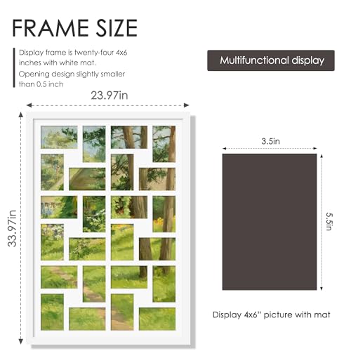 Image of DUENPY 22x32 Collage Picture Frame 4x6 Picture Frames Collage Wall Decor Displays twenty four 4x6 inch Photos Available Horizontal Wall Mounting Display and Vertical White