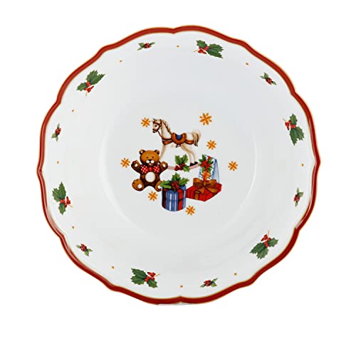 KASANOVA Insalatiera in porcellana natalizia 26 cm bordo rosso