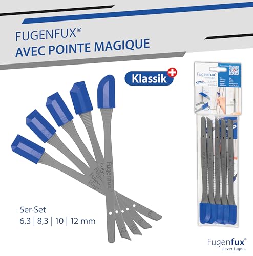 Classic (Plus) Fugenfux® Set van 5 voegmakers, voegentrekker met revolutionaire toverpunt voor extreem nauwe plekken, 5 geoptimaliseerde speciale voegenkoppen, Made in Germany, voor alle - Afbeelding 3