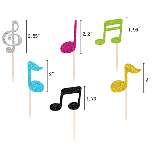 36 Pcs Music Note Cupcake Toppers For Music Themed Party Decorations Colorful Glitter Musical Symbol Cake Picks For Kids Baby Shower Birthday Party Supplies #TOP3